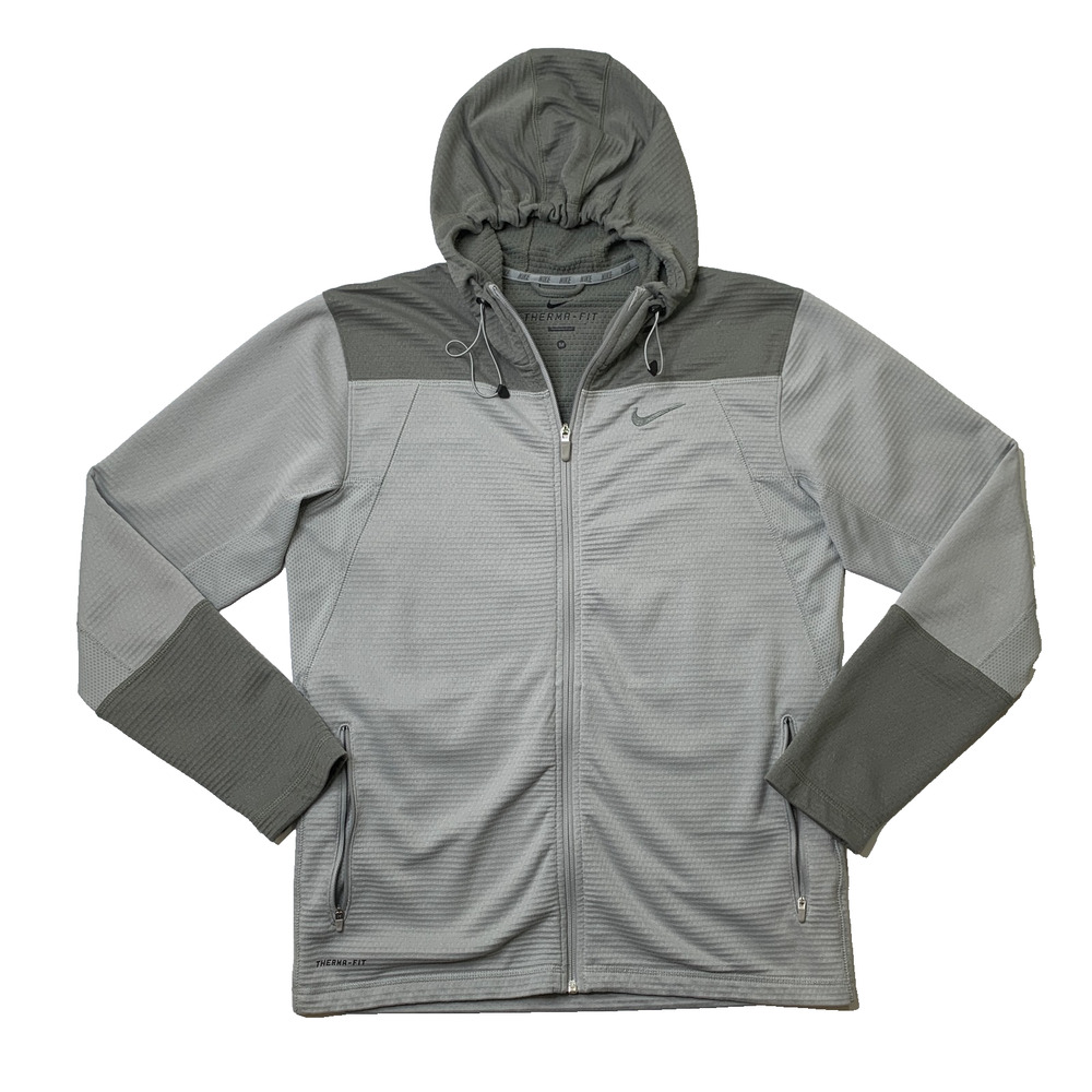 Nike Jacket Mens M Medium Therma Fit Full Zip Hoodie Textured Grid Fleece Lined